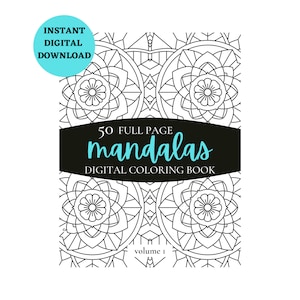 Mandala Coloring Book | 50 Pages | Instant Digital Download | Stress Relief and Relaxation Adult Coloring Book