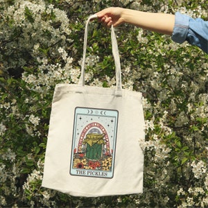 Pickles Tarot Card Canvas Tote Bag - Accessorio stravagante e unico per gli amanti dei sottaceti e gli appassionati di tarocchi