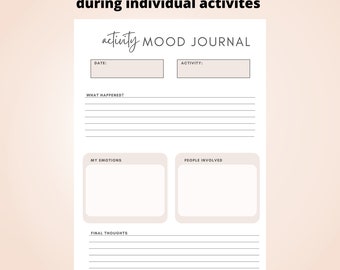 Printable Mood Tracker Journal | Activity, Monthly, Yearly (Digital Download)