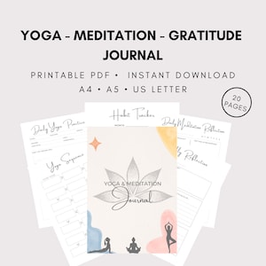 Yoga Journal Printable, Meditation Journal, Yoga Planner, Mindfulness Planner, Daily Habit Tracker, Gratitude Journal, Digital Download