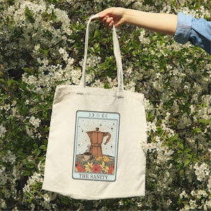 Sacola de lona para cartas de tarô de café, presente exclusivo para entusiastas de tarô de amantes de café