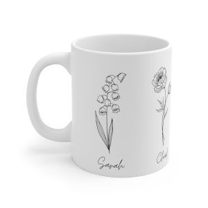 Custom Birth Flower Month Mug | Personalized Name Birth Month Flower Mug | Personalized Birthday Month Present | Custom Mothers Day Gift