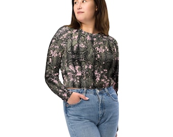 Snake Print Crop Top | Long Sleeve Active Shirt | Lightweight Workout Wear | Stylish Athleisure Layer | Comfortable Training Style
