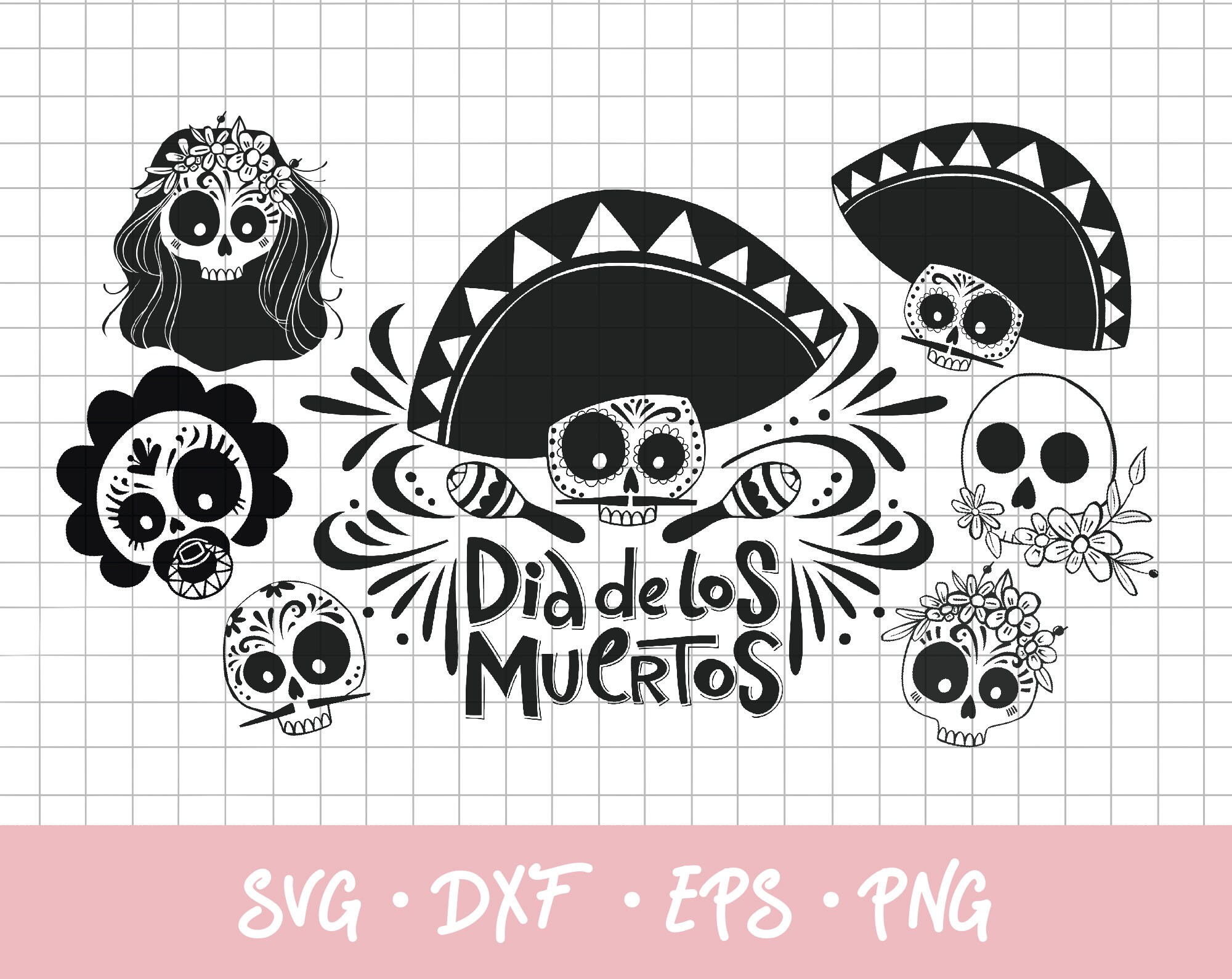 Skull Svg Bundle Dia De Los Muertos Halloween Printables Shirt