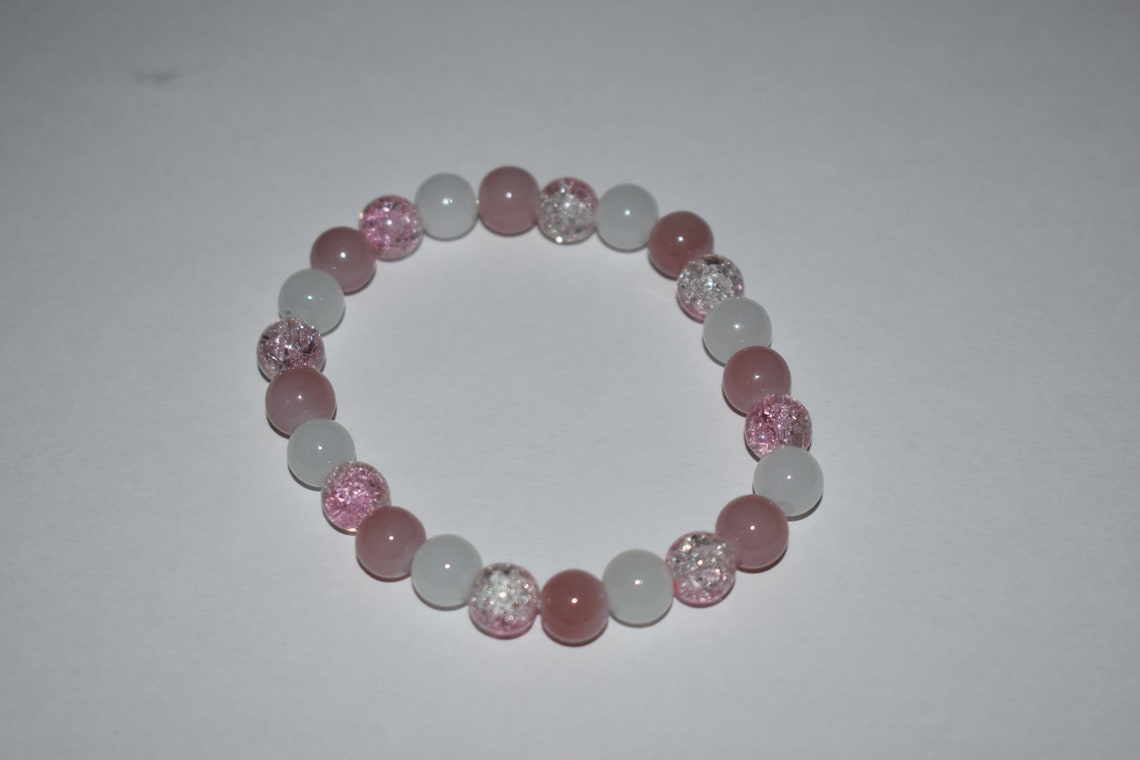 Pink and white matte bead bracelet Etsy