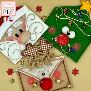 Padrão 3 em 1 Postagem de Natal, Papai Noel, Renas, Árvore de Natal, carta de felicitações, pdf, download instantâneo, fácil