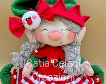 Christmas Elf Sewing Pattern PDF - Candy Elf Girl Doll, 28 cm / 11 in - Easy Step by Step - Instant Download