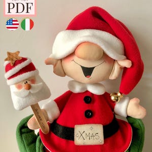Patrón elfo de Navidad Ghiacciolo - costura PDF, 28 cm - paso a paso fácil - descarga instantánea