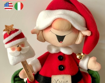 Christmas Elf Sewing Pattern PDF - Icicle Elf Doll, 28 cm / 11 in - Easy Step by Step - Instant Download