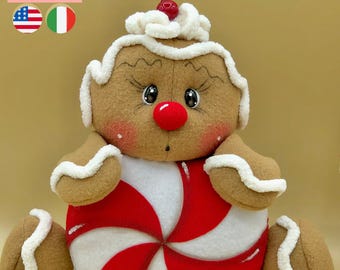 Patrón pan de jengibre piruleta Ginger-Pop - costura PDF, 24 cm - adorno navideño - descarga instantánea