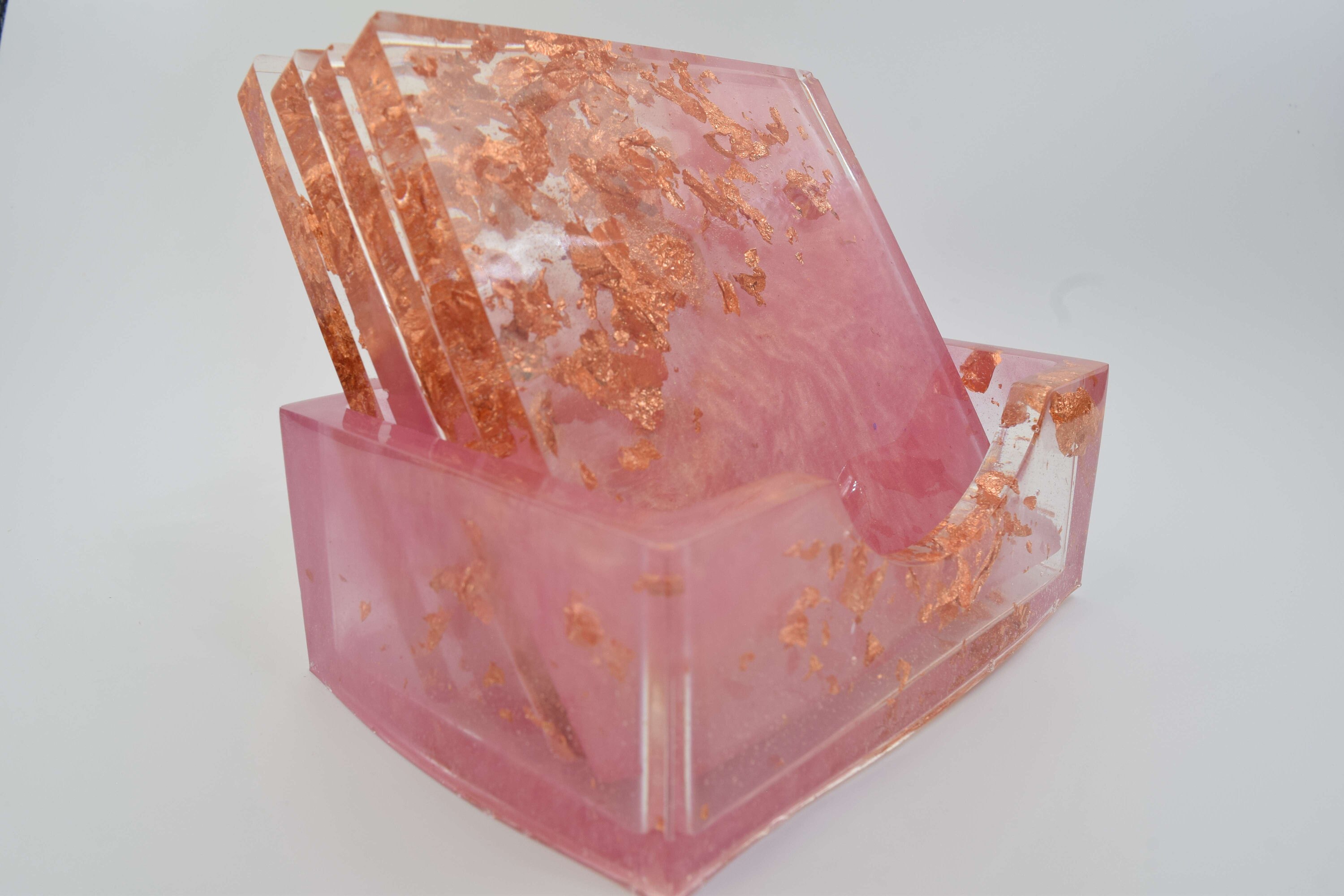 Resin coaster set of 4 with holder Etsy