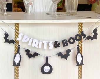 Spirits + Boos | Halloween Banner | Bar Banner | Handmade Paper Banner