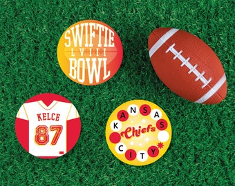 Swiftie Bowl Cupcake Toppers | Swift + Kelce | Kansas City Chiefs | Super Bowl LVIII Decoration + Cupcake Toppers