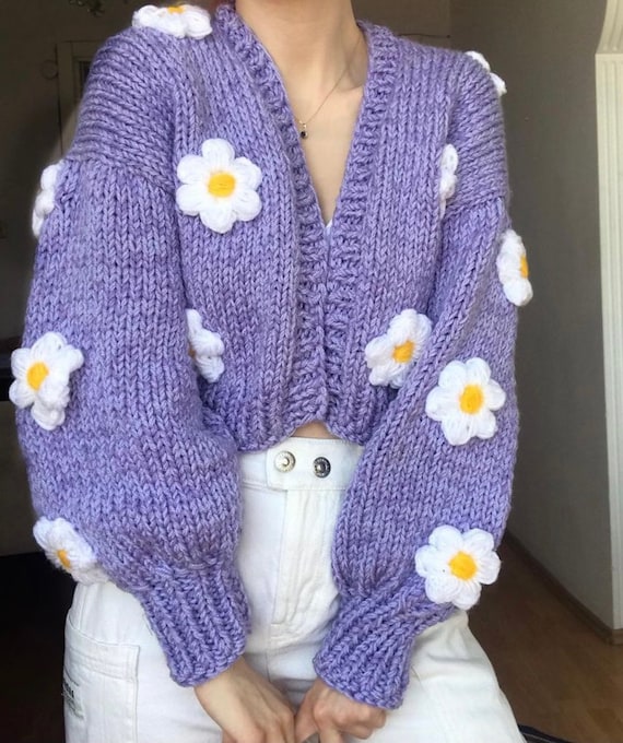 Handmade Daisy sweater Sweater for women Warm Soft Daisy Etsy