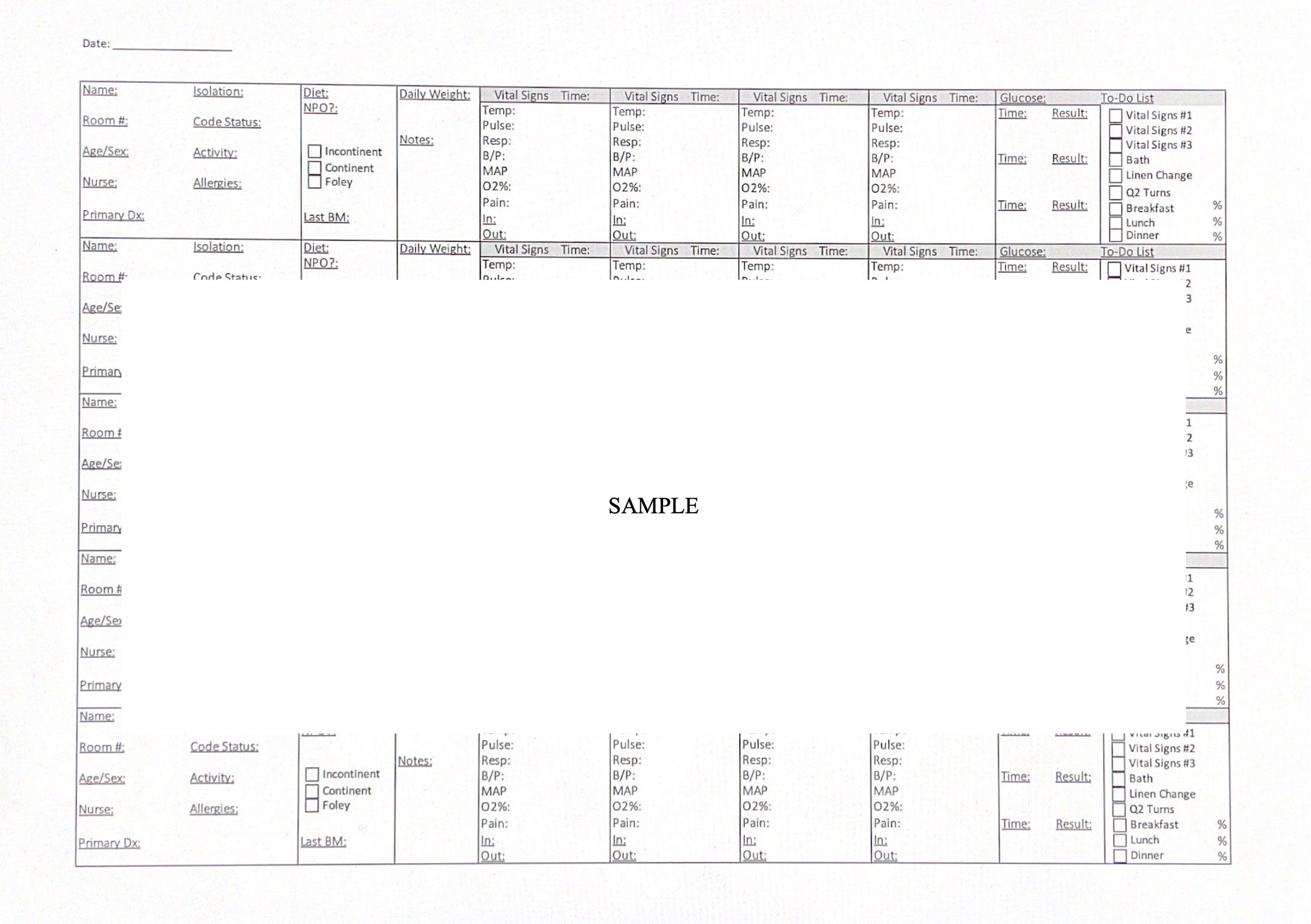 CNA PCA PCT Nurse Report/Brain sheet | Etsy