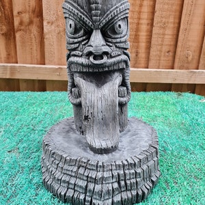 Tiki Totem Reconstituted Stone Garden Ornament- Black-Free UK P&P-High Quality