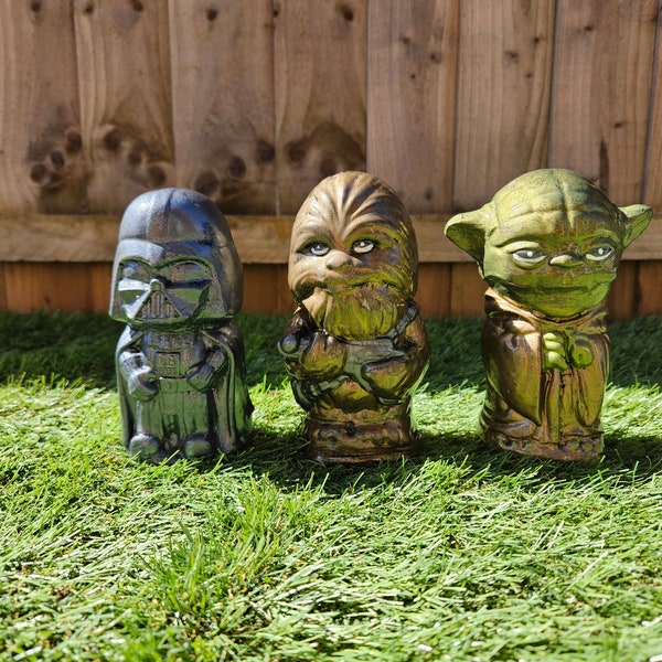 Star Wars Chewbacca, Darth Vader + Yoda Garden Ornaments-Realistic-Free UK P&P- High Quality