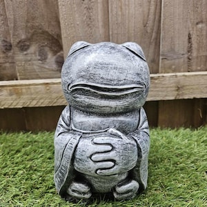 Buddha Zen Frog Reconstituted Stone Garden Ornament- Black- High Quality- Free UK P&P