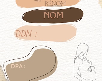 Fiches PDF à personnaliser pour classeur de Grossesse
