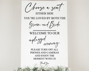 Unplugged Ceremony Sign SVG: Open Seating Wedding Welcome (Digital Download)