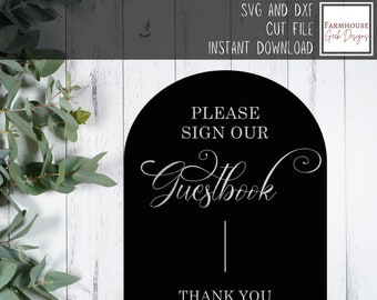 Wedding Guestbook Sign SVG, 8x10 Acrylic Arch Laser Cut File SVG, DXF Glowforge Wedding, Guest Book Engraving for Laser Ideas