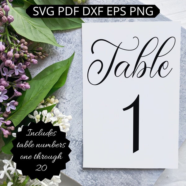 Wedding Reception Table Numbers, Table Number SVG, Table Number Template, Table Number Signs, Table Number Sticker, Bar Mitzvah, Quinceanera