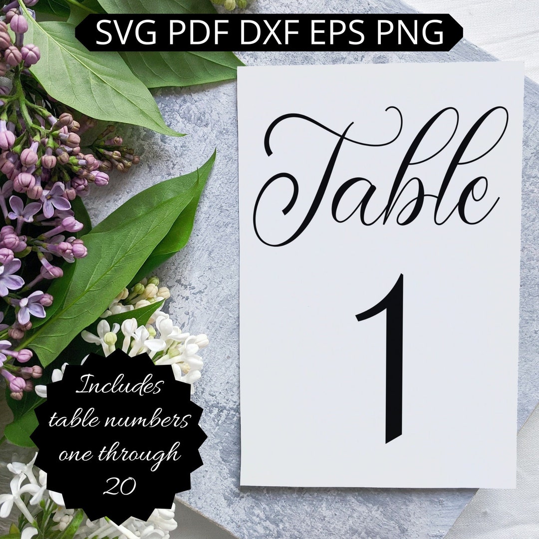 Wedding Reception Table Numbers, Table Number SVG, Table Number
