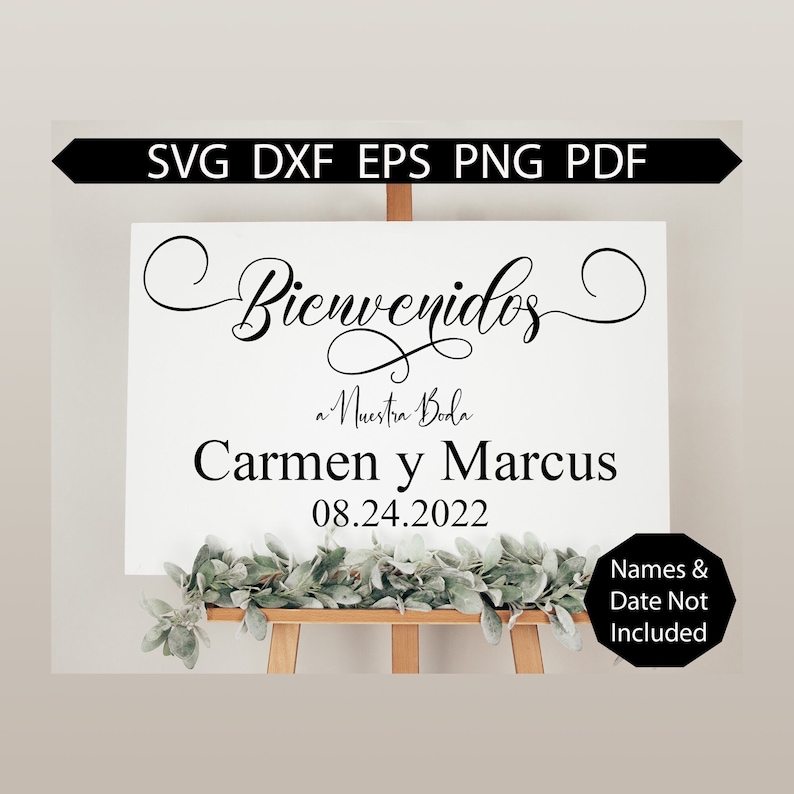 Bienvenidos a Nuestra Boda SVG, Spanish Wedding Sign SVG, Welcome to Wedding Sign Download, Printable Wedding Sign, Mexican Wedding Sign image 1