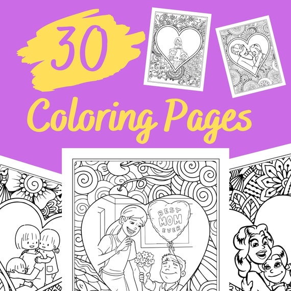 Mother's Day Mandala Style Coloring Pages  30 Pages For