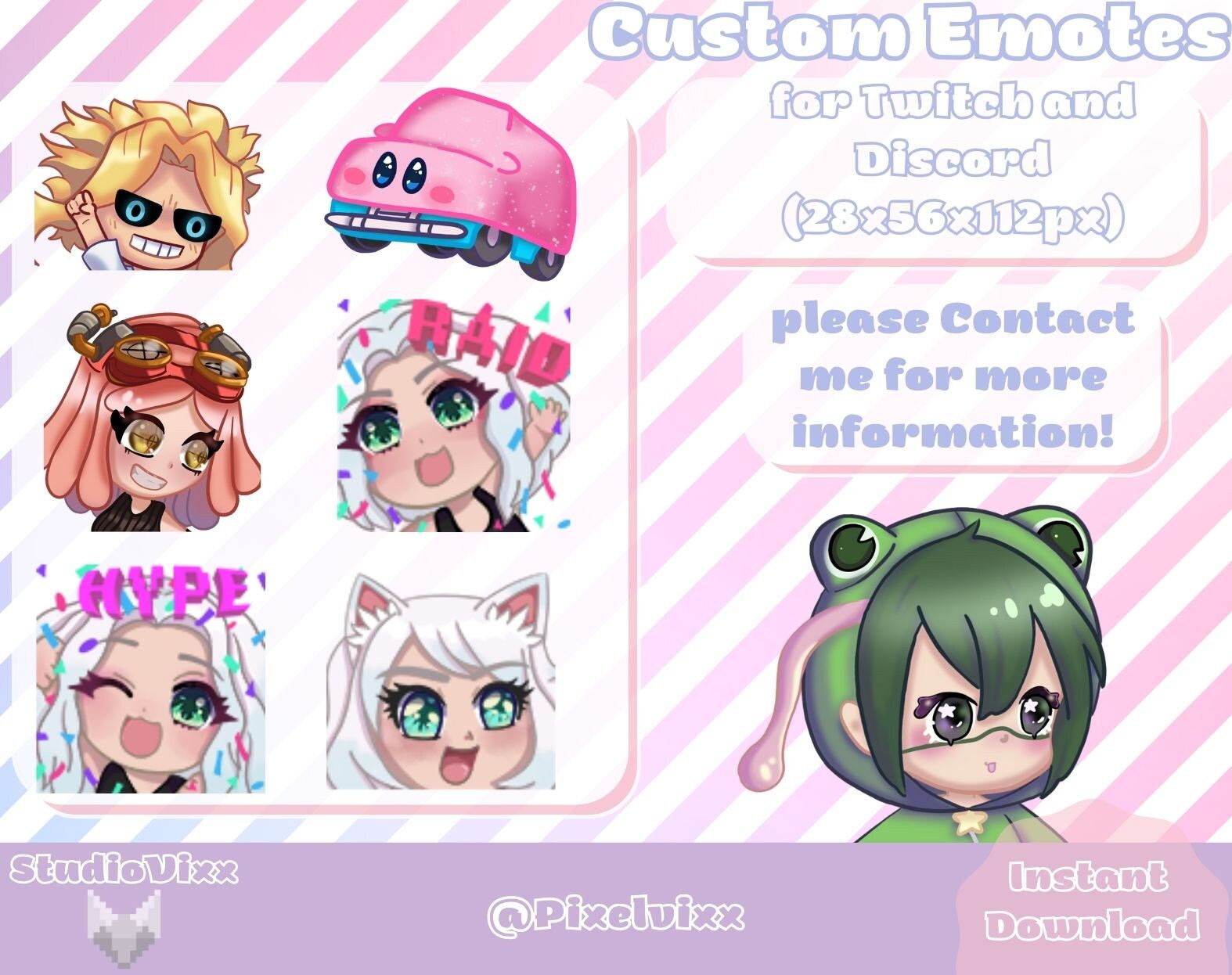 CUSTOM Emotes, Emojis, Stickers Pack Twitch, Discord And Youtube.