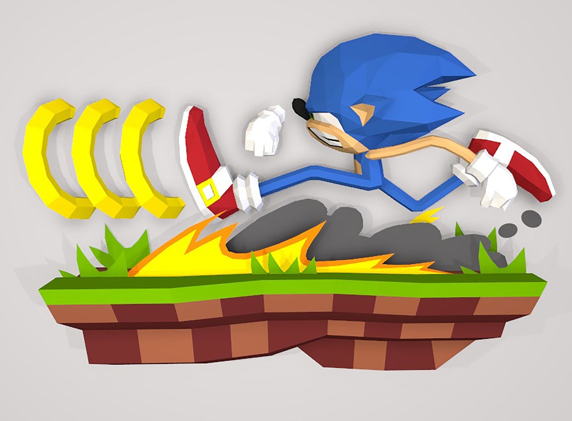 SONIC Papercraft PDF Template DIY 3d Model FanArt Paper Etsy SONIC Papercraft PDF Template DIY 3d Model FanArt Paper Etsy
