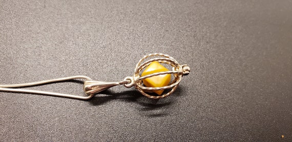 Sterling Silver Caged Yellow Yolk Baltic Amber Ge… - image 3