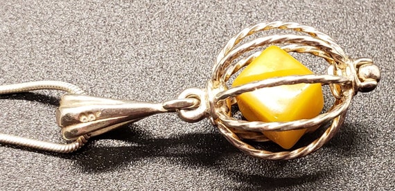 Sterling Silver Caged Yellow Yolk Baltic Amber Ge… - image 5