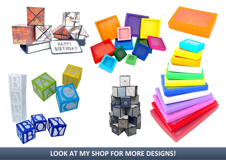 May include: Assortment of colorful gift boxes with various designs. Some boxes are stacked, others are open, and some are closed. The boxes are made of cardboard and have a variety of colors, including red, blue, green, yellow, orange, and purple. The boxes are decorated with different patterns and designs, including geometric shapes, flowers, and animals. The boxes are perfect for packaging small gifts or favors. "Happy Birthday" is written on one of the boxes.