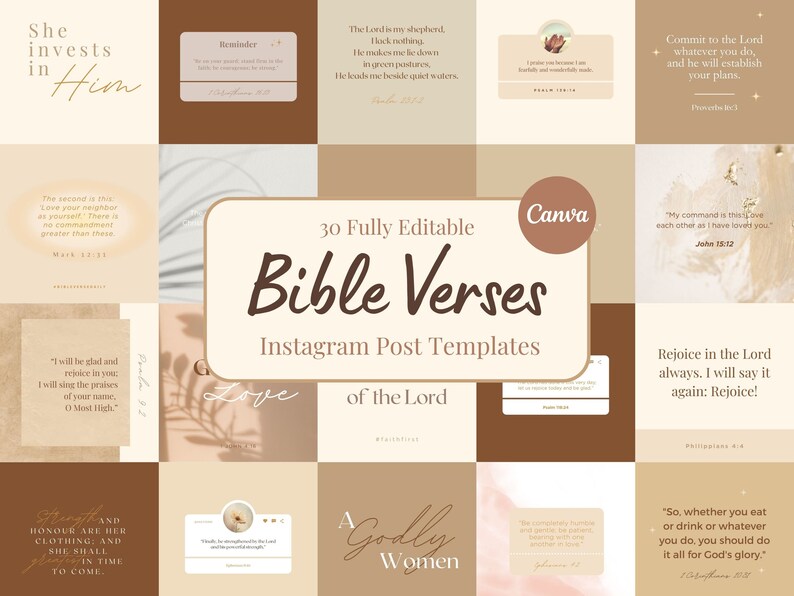 Bible Verses Instagram Post Templates Canva - Etsy Australia
