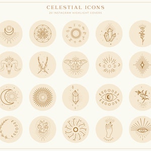 Celestial Instagram Story Highlight Covers, Boho Instagram Icons, Magical Instagram Highlight Cover, Elegant Boho Covers, Esoteric Highlight