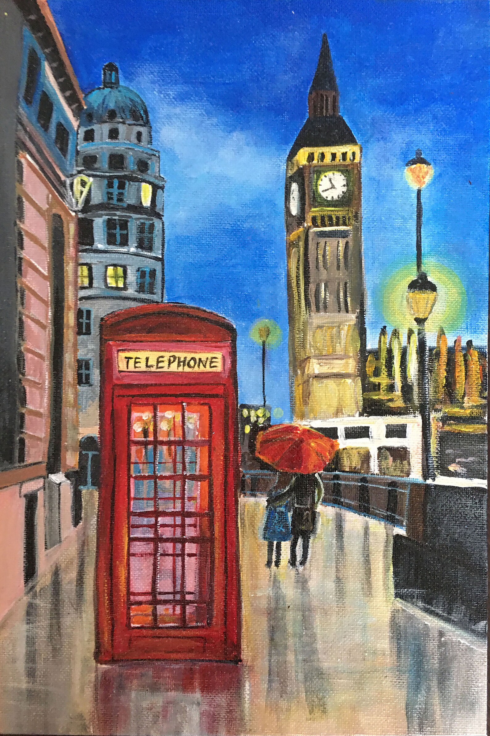 London City Corner Acrylic Painting 20 х 30 Cm Vintage Style Etsy