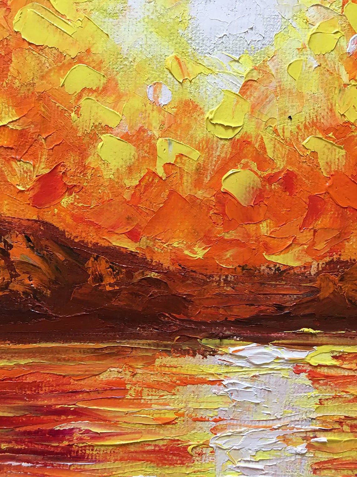 Sunset View Oil Painting Brushstroke Palette Knife Canvas on Etsy