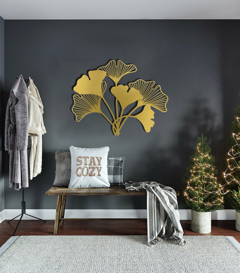 Leaf Wall Hangings Gold Metal Wall Art Home Oversized Wall Etsy
