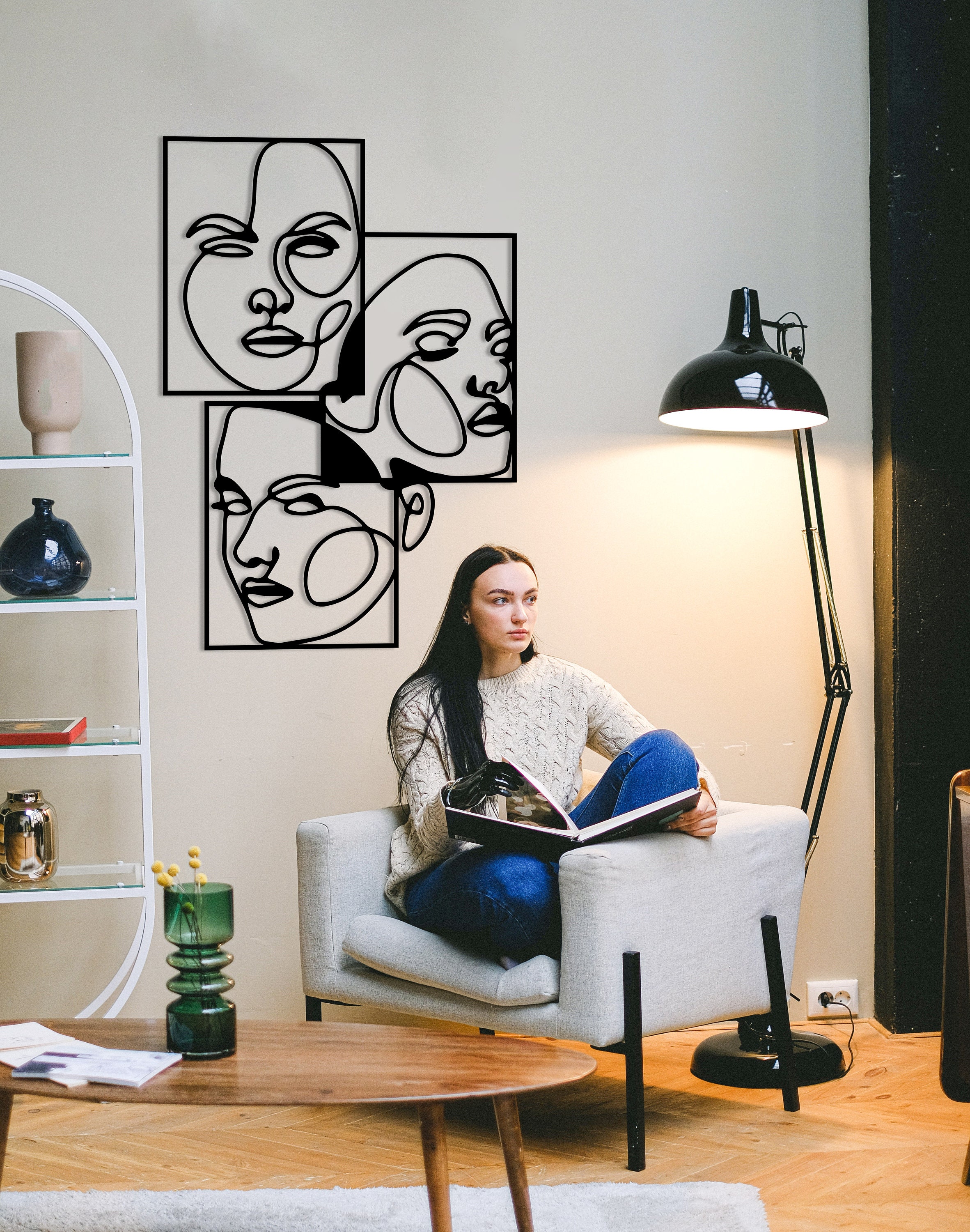 Abstract Line Art Modern Wall Art Minimalist Line Art Metal Etsy Canada