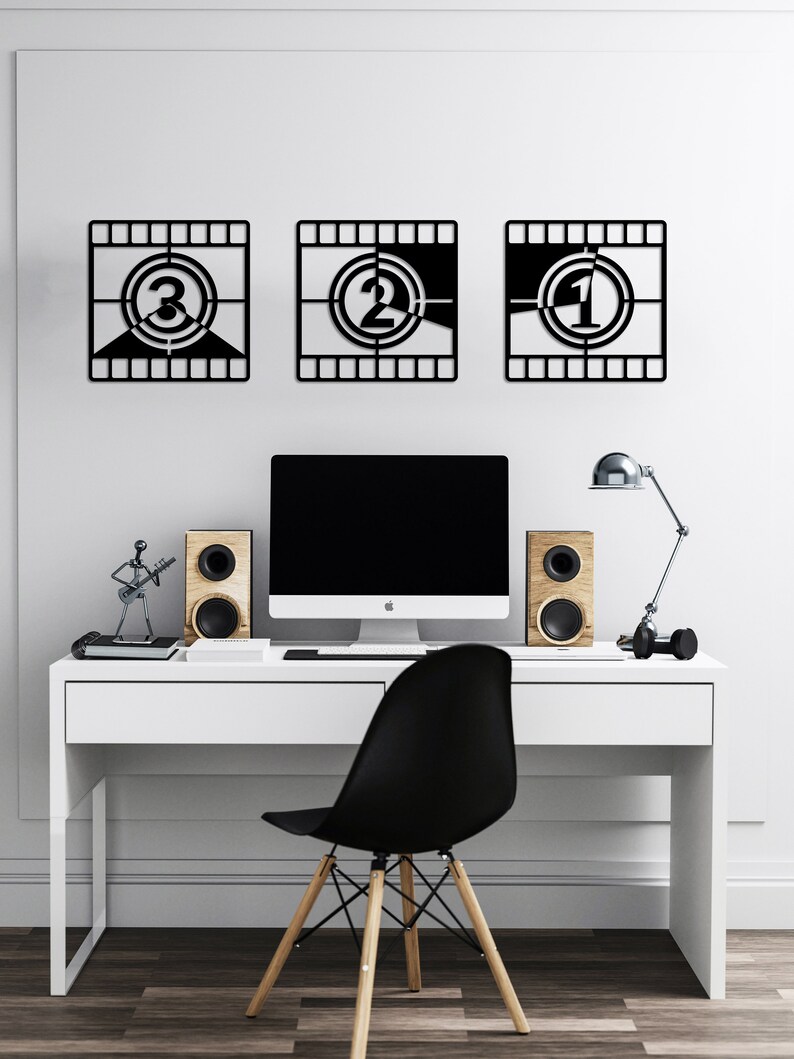 Home Theater Wall Decor Movie Room Decor Black Metal Wall Etsy