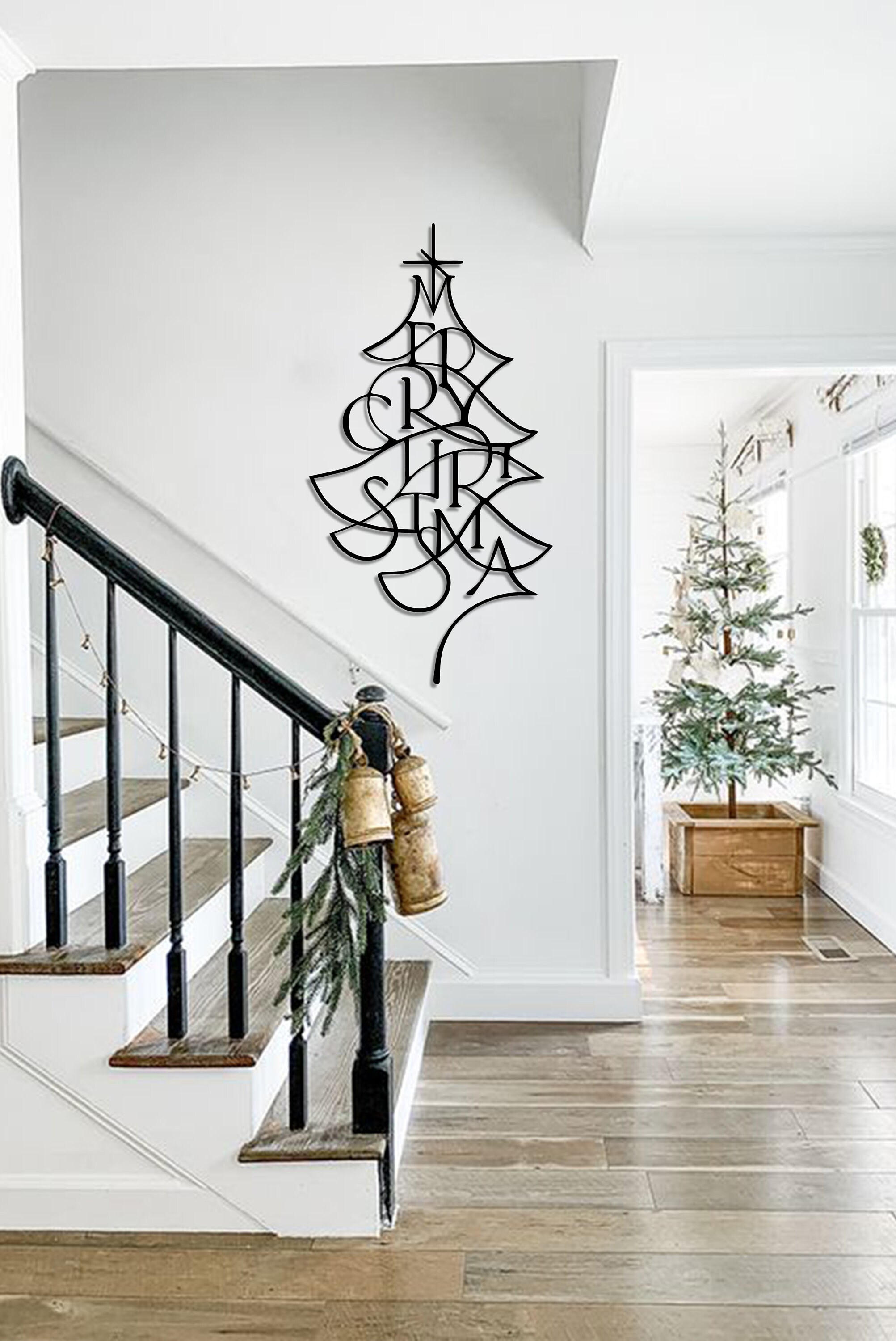 Merry Christmas Metal Wall Decor Christmas Tree Decor Merry Etsy