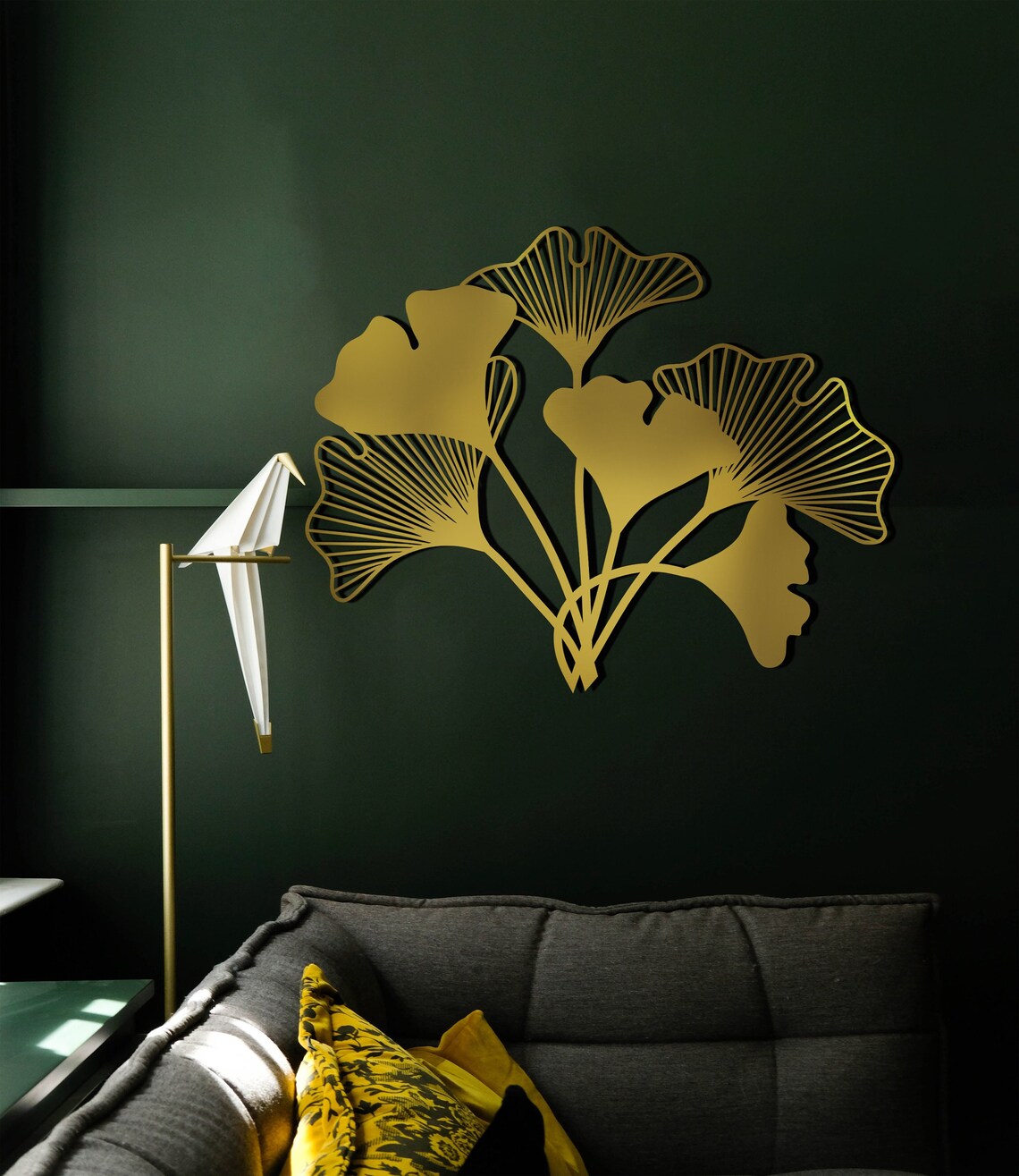 Leaf Wall Hangings Gold Metal Wall Art Home Oversized Wall Etsy