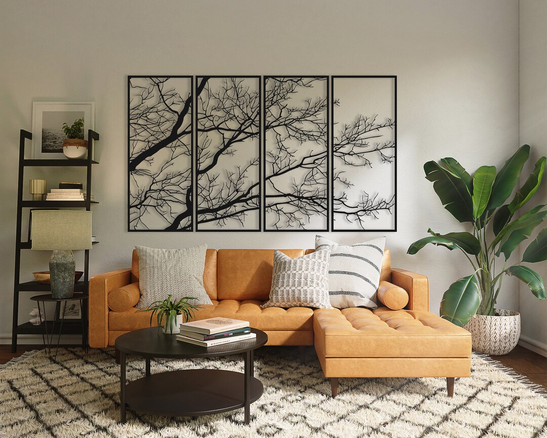 Metal Wall Decor, Metal Wall Art, 4 Panels Tree of Life Decor, Home