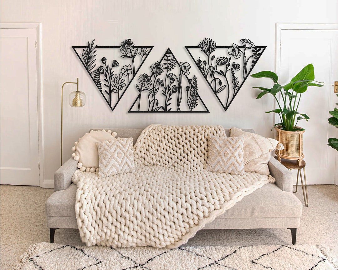 Metal Flower Wall Art Vertical Metal Wall Decor Horizontal Etsy