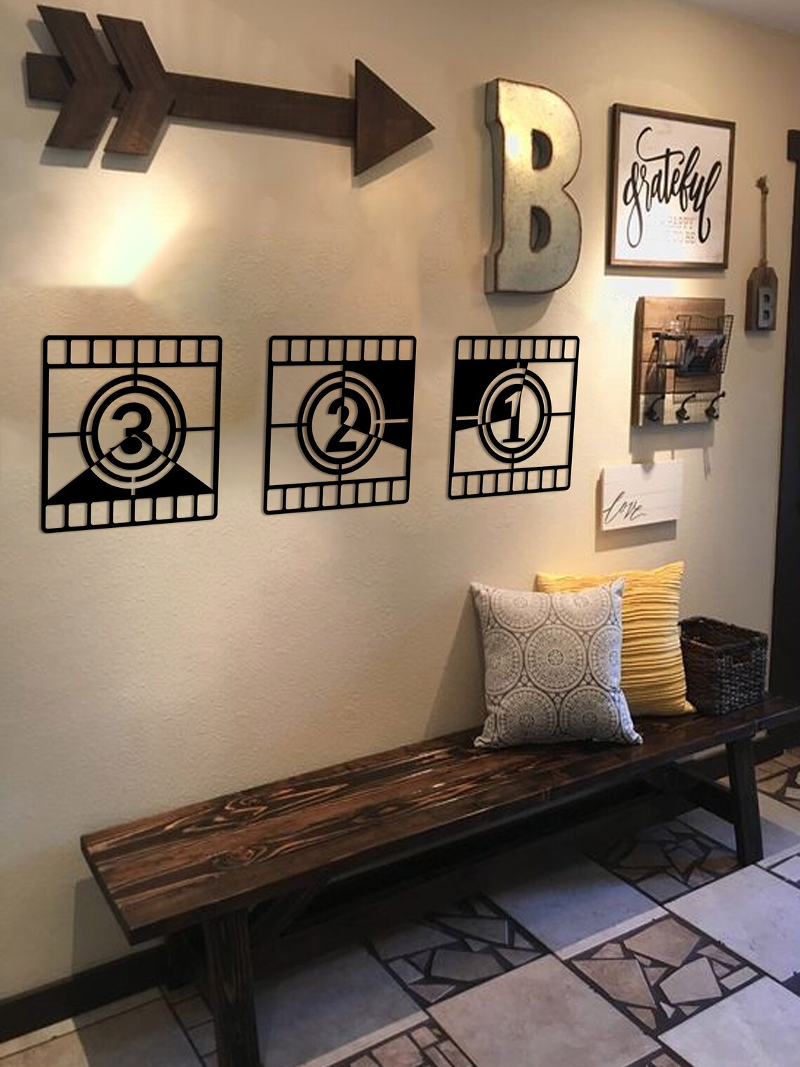 Home Theater Wall Decor Movie Room Decor Black Metal Wall Etsy