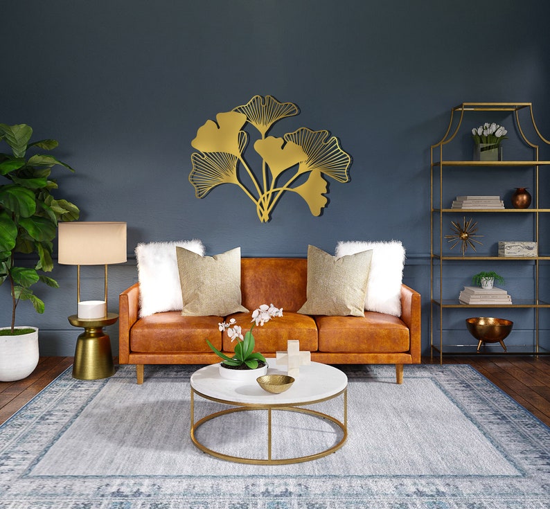 Leaf Wall Hangings Gold Metal Wall Art Home Oversized Wall Etsy