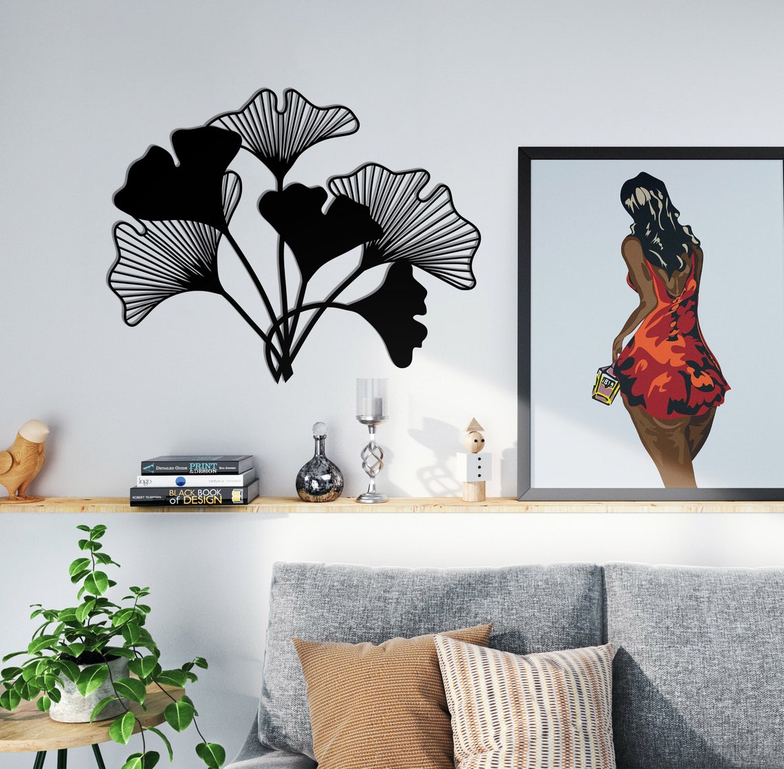 Leaf Wall Hangings Gold Metal Wall Art Home Oversized Wall Etsy