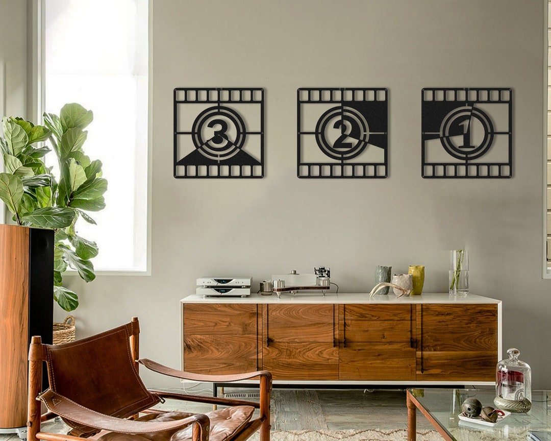 Home Theater Wall Decor, Movie Room Decor, Black Metal Wall Art Decor