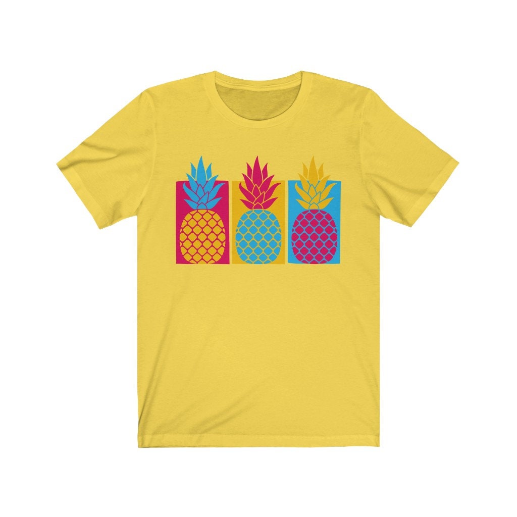 Embroidered Pineapple Pop Adult Tees in Yellow (Unisex)